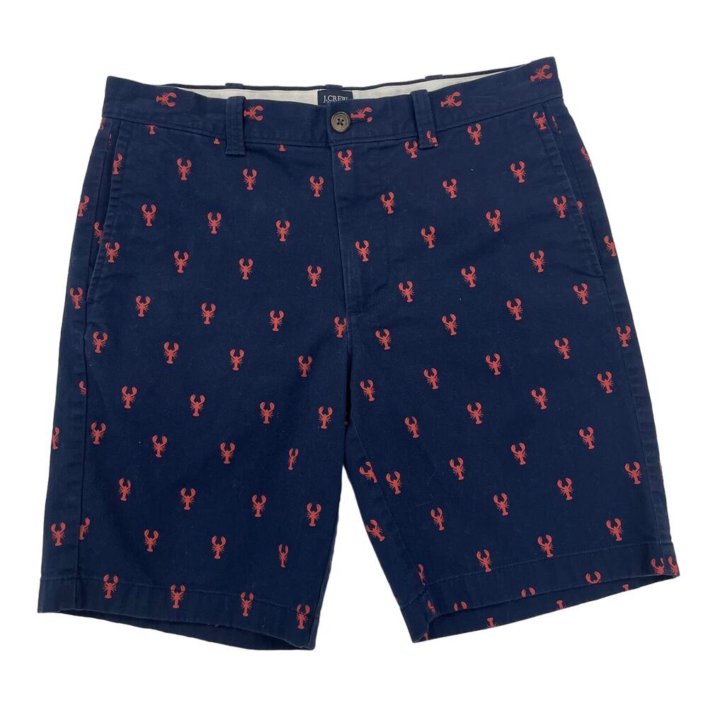 J. Crew Lobster Print Navy Red Cotton Chino Short Mens 31